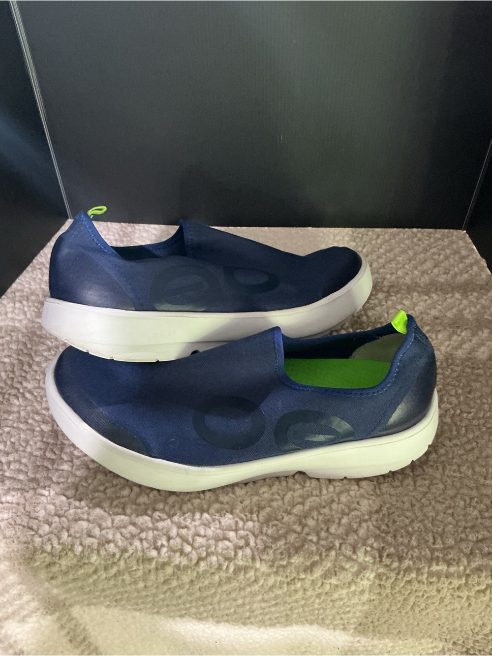 OOFOS Navy Blue Slip-On Recovery Shoes